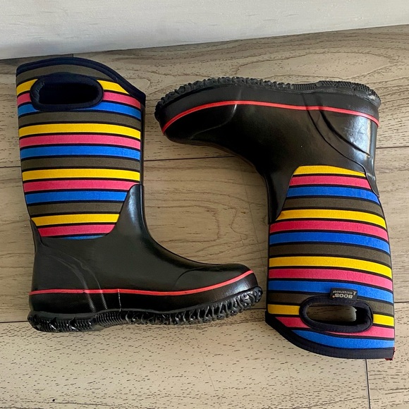 Bogs Girl’s Classic Striped Waterproof Winter Snow Boots - Picture 4 of 11